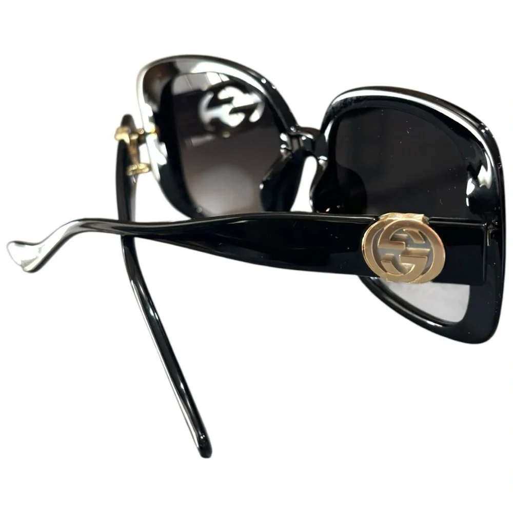 Gucci GG1029SA Black Oversized Square Sunglasses 57mm Gradient Lense #YoloLuxe - Picture 13 of 14